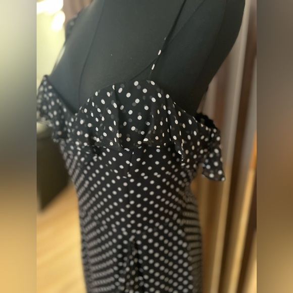 Milly Polka-Dot Ruffle Silk Maxi Dress Size 8 - Picture 7 of 10